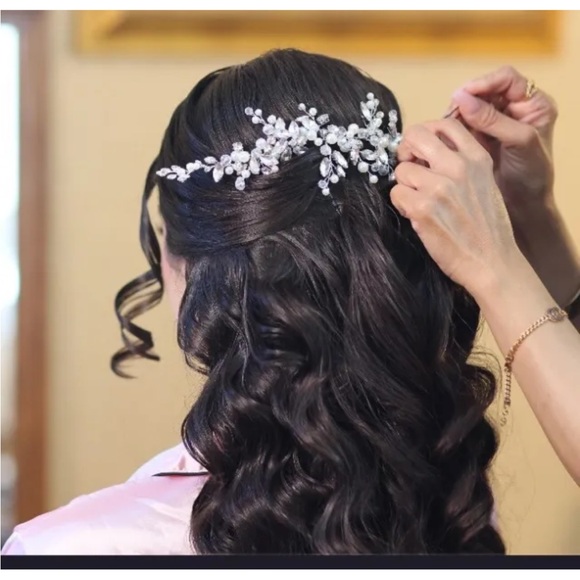Handmade Bridal Hair Piece, Pearl and Crystal Floral Design, Crown Or Headband - Picture 1 of 5